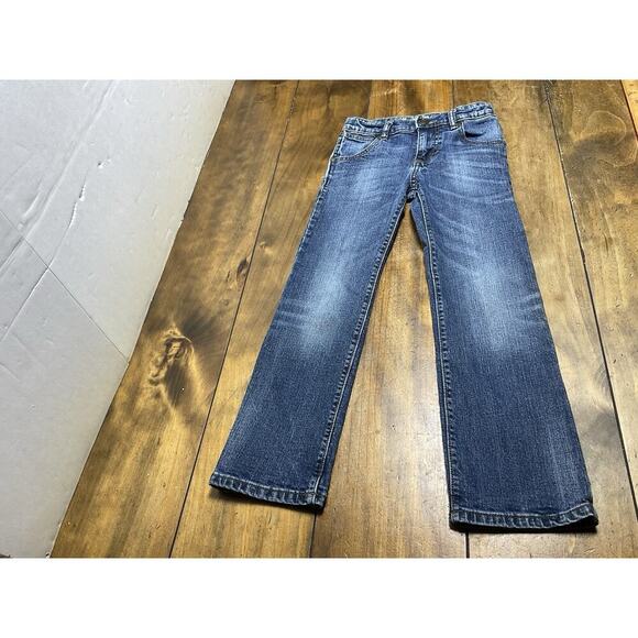 WRANGLER Boys Size 8 Slim Denim Blue Jeans Slim Straight Adjustable Waist Rodeo - Picture 1 of 9